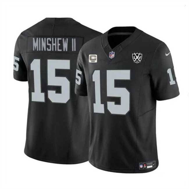 Men & Women & Youth Las Vegas Raiders #15 Gardner Minshew II Black 2024 F.U.S.E 65th Anniversary Patch Vapor Stitched Jersey